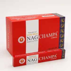 קטורת סאטיה נאג צ׳מפה גולדן אדום (Nag Champa Golden), מארז 12 חפיסות, 15 גרם לחפיסה