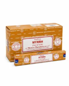 קטורת סאטיה מור (Myrrh), מארז 12 חפיסות, 15 גרם לחפיסה