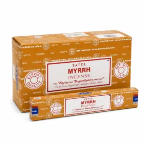 קטורת סאטיה מור (Myrrh), מארז 12 חפיסות, 15 גרם לחפיסה