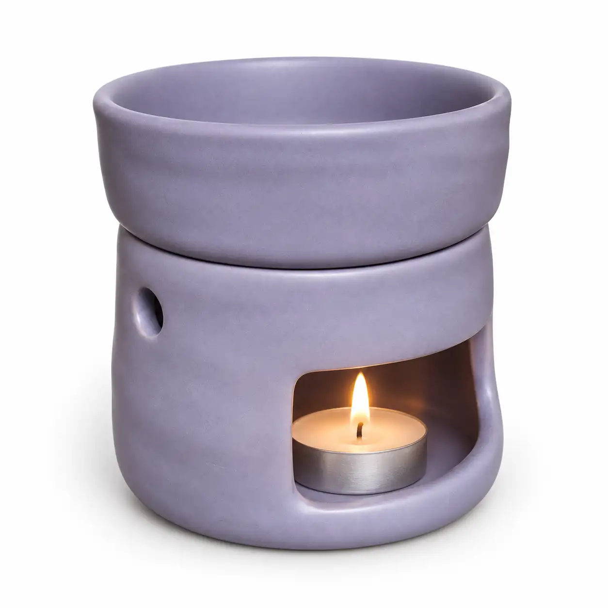 purple מבער לשמנים אתרים קרמי לבן צלחת מים נשלפת – סגול